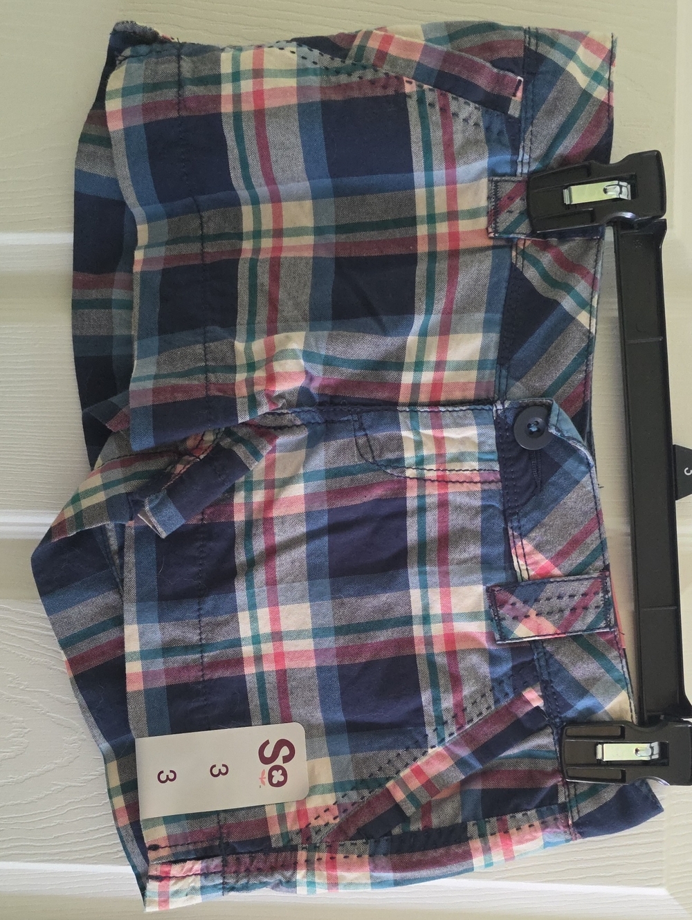 SO Plaid Shorts in Navy, Blue & Pink